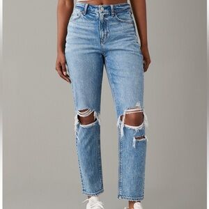 American Eagle Mom Jean, Medium Wash, Distressed